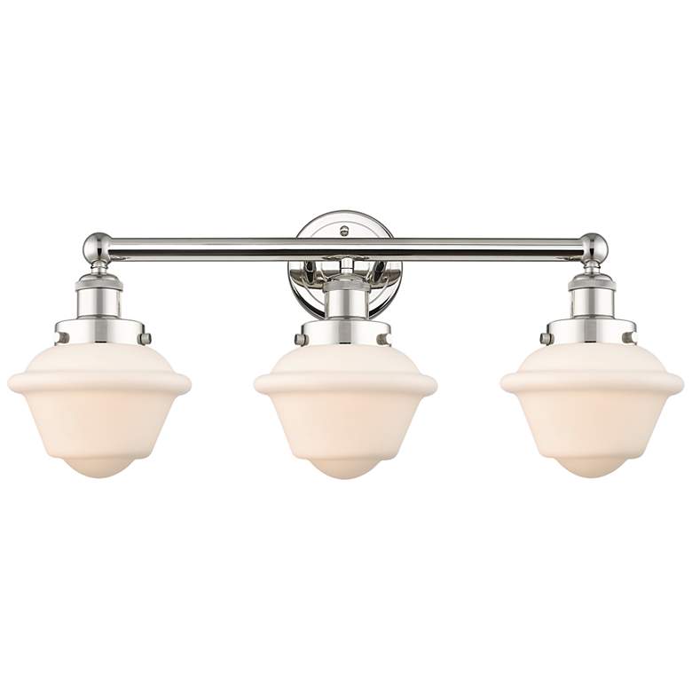Image 1 Oxford 25 1/4"W Polished Nickel 3-Light Bath Light w/ White