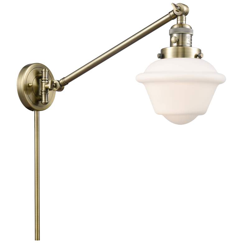 Image 1 Oxford 25" High Antique Brass Swing Arm w/ Matte White Shade
