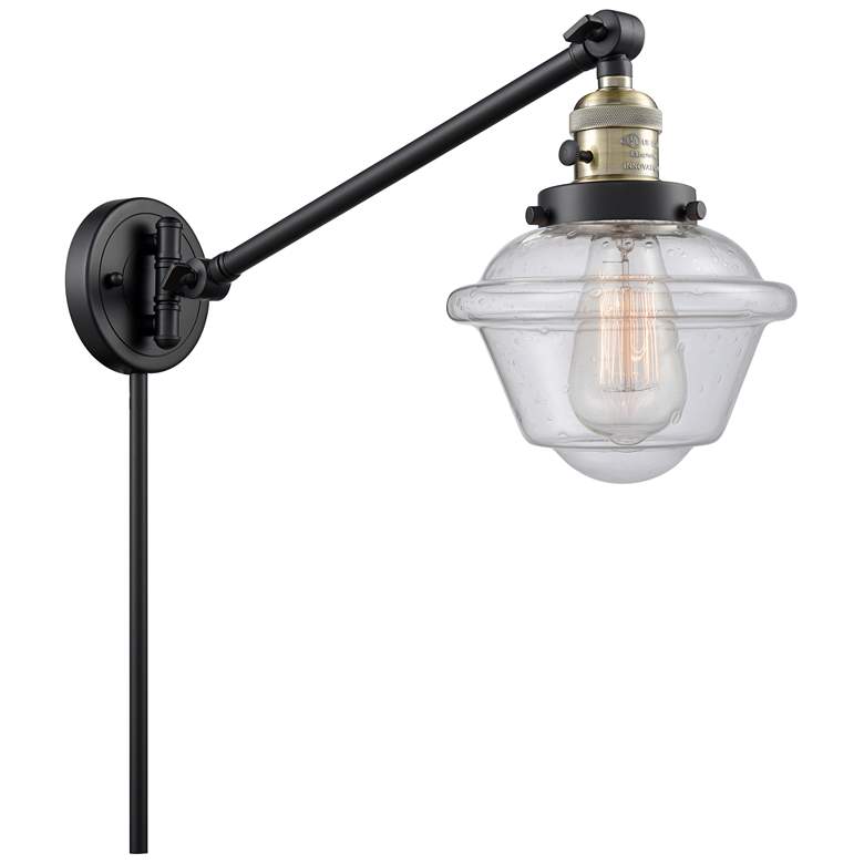 Image 1 Oxford 25" High Black Brass Swing Arm w/ Seedy Shade