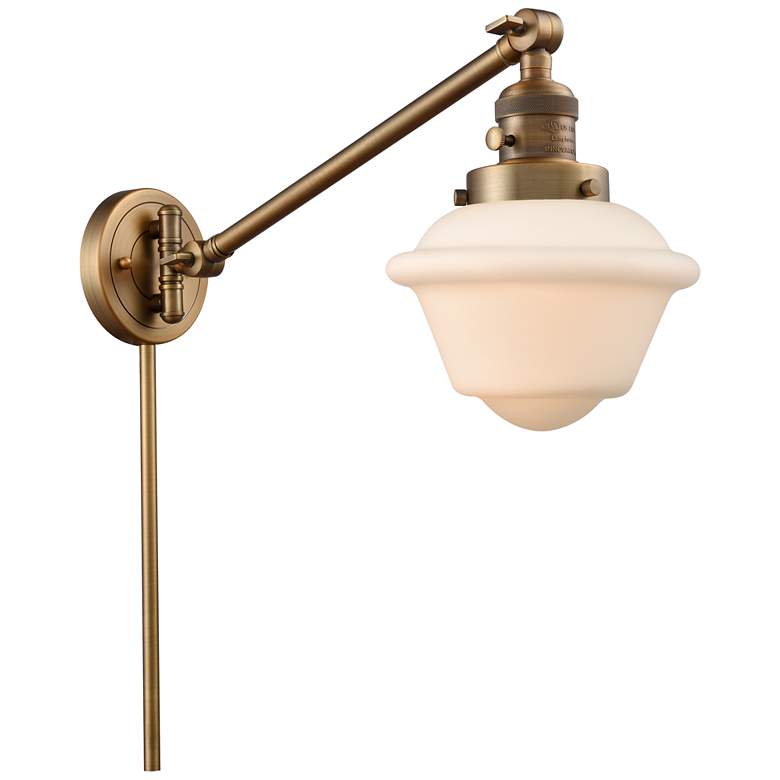 Image 1 Oxford 25" High Brushed Brass Swing Arm w/ Matte White Shade