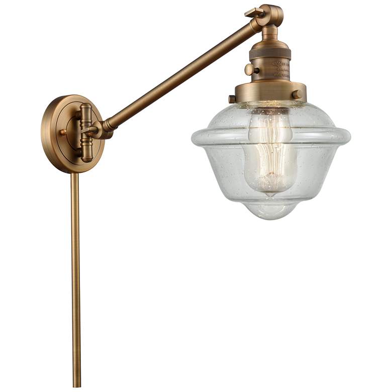 Image 1 Oxford 25" High Brushed Brass Swing Arm w/ Seedy Shade
