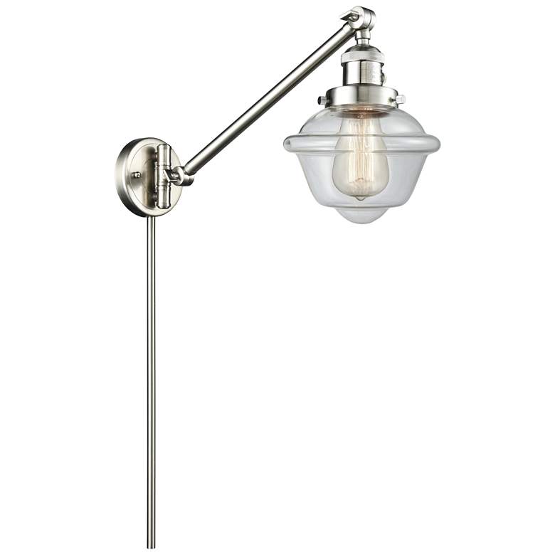 Image 1 Oxford 25" High Brushed Satin Nickel Swing Arm w/ Clear Shade
