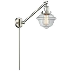 Oxford 25" High Brushed Satin Nickel Swing Arm w/ Clear Shade