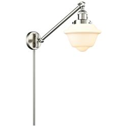 Oxford 25" High Brushed Satin Nickel Swing Arm w/ Matte White Shade