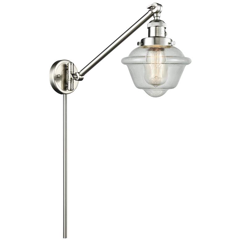 Image 1 Oxford 25" High Brushed Satin Nickel Swing Arm w/ Seedy Shade
