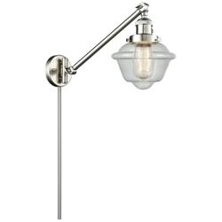 Oxford 25" High Brushed Satin Nickel Swing Arm w/ Seedy Shade