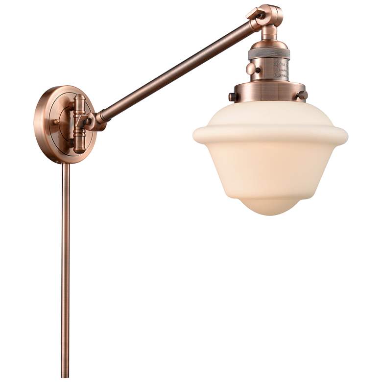 Image 1 Oxford 25" High Copper Swing Arm w/ Matte White Shade