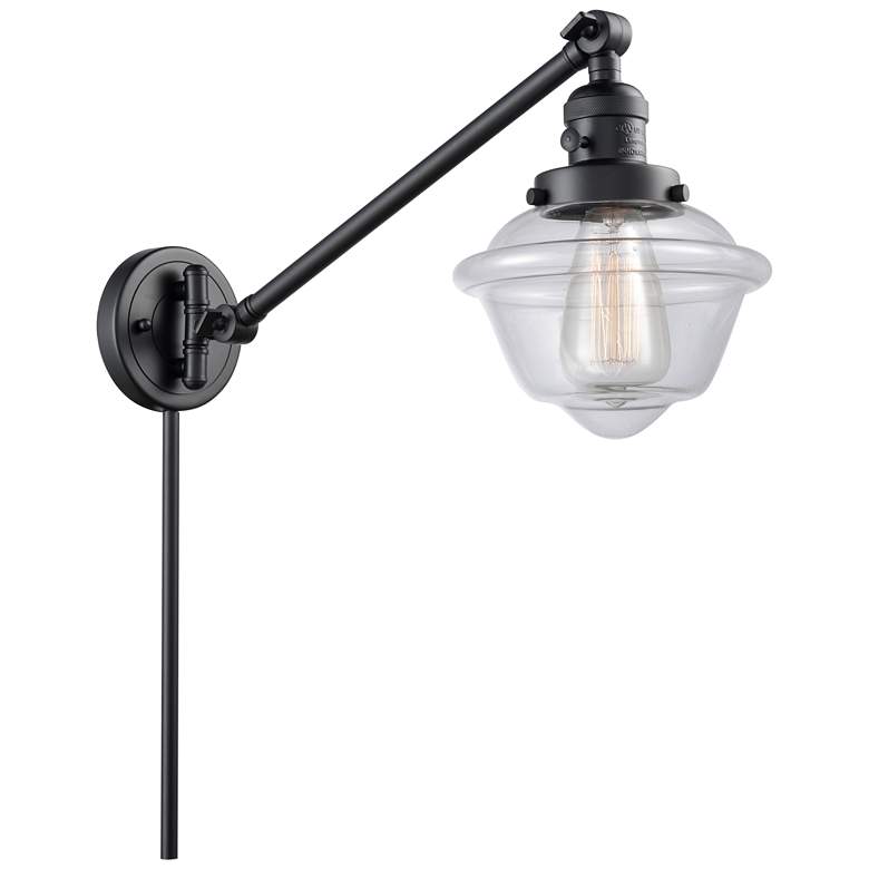 Image 1 Oxford 25" High Matte Black Swing Arm w/ Clear Shade