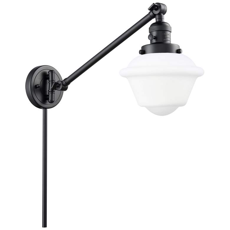 Image 1 Oxford 25" High Matte Black Swing Arm w/ Matte White Shade
