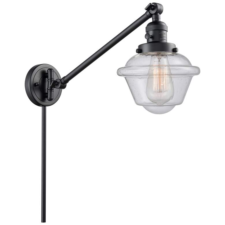 Image 1 Oxford 25" High Matte Black Swing Arm w/ Seedy Shade