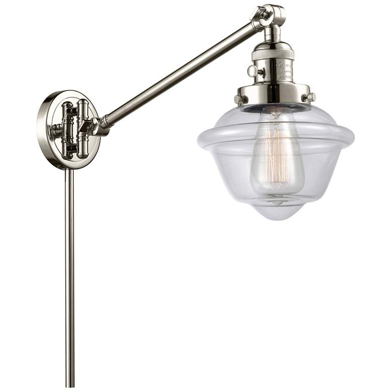 Image 1 Oxford 25" High Polished Nickel Swing Arm w/ Clear Shade