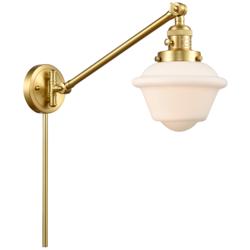 Oxford 25" High Satin Gold Swing Arm w/ Matte White Shade