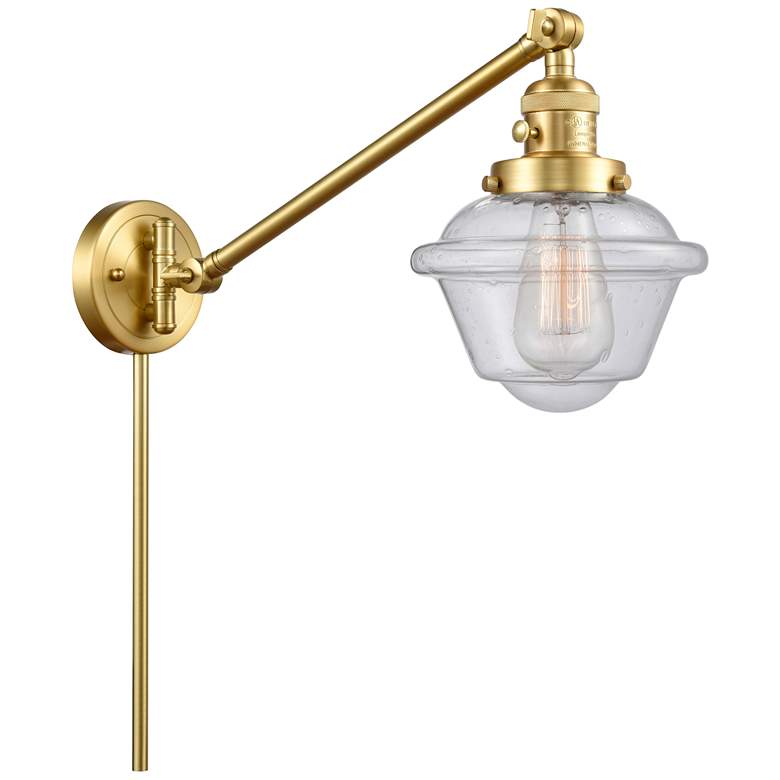 Image 1 Oxford 25" High Satin Gold Swing Arm w/ Seedy Shade