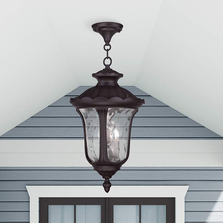 Image 2 Oxford 3 Light Bronze Outdoor Pendant Lantern more views