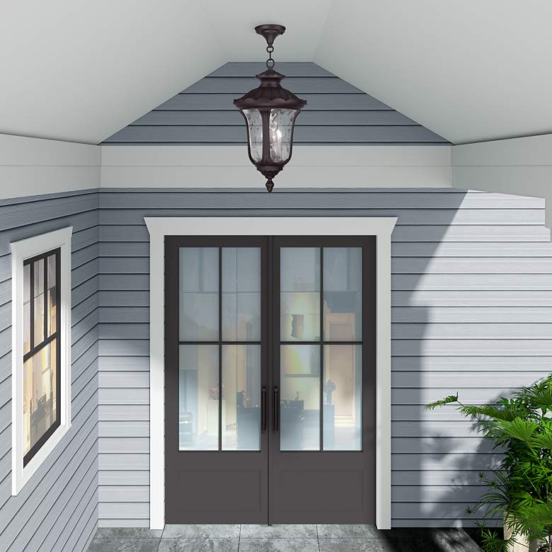 Image 3 Oxford 3 Light Bronze Outdoor Pendant Lantern more views