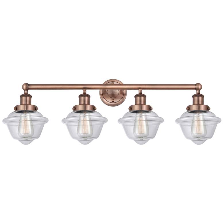 Image 1 Oxford 33.5" Wide 4 Light Antique Copper Bath Vanity Light With Clear