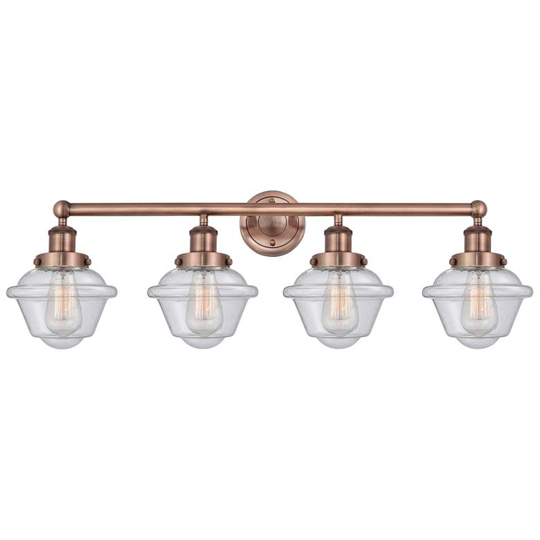 Image 1 Oxford 33.5" Wide 4 Light Antique Copper Bath Vanity Light With Seedy