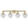 Oxford 33.5" Wide 4 Light Brushed Brass Bath Vanity Light With Clear S