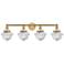 Oxford 33.5" Wide 4 Light Brushed Brass Bath Vanity Light With Clear S