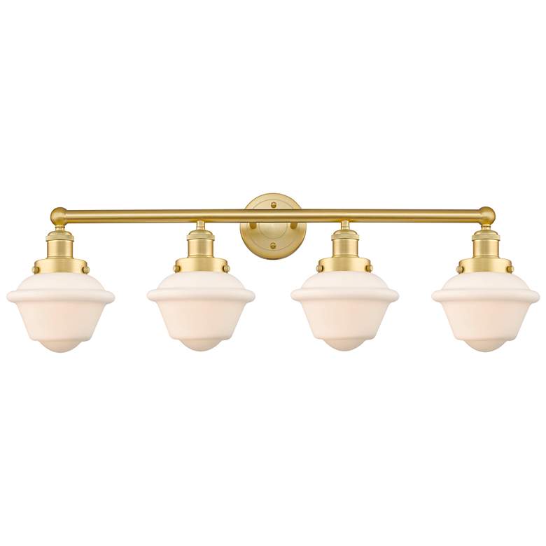 Image 1 Oxford 33.5" Wide 4 Light Satin Gold Bath Vanity Light w/ Matte White