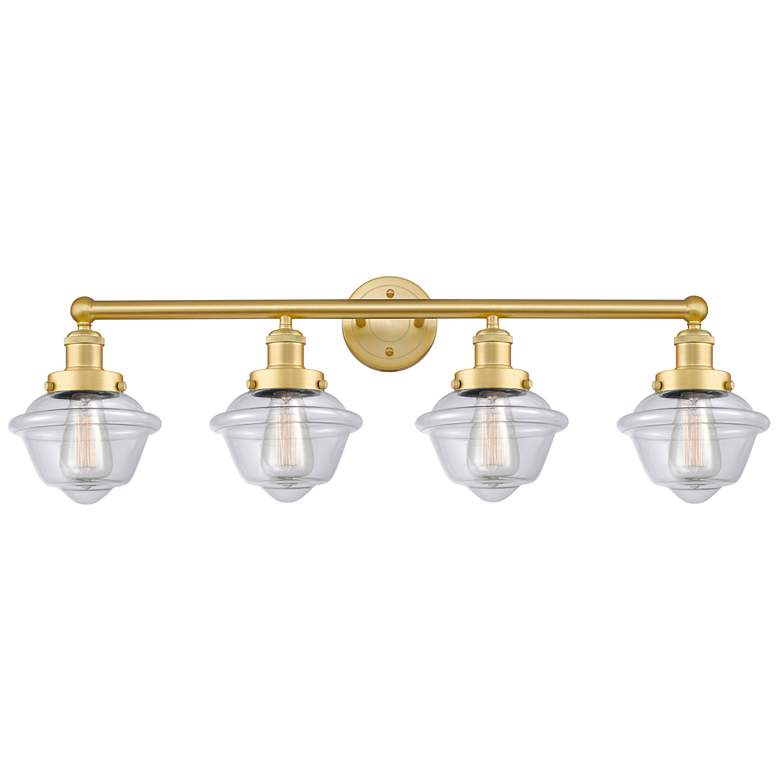 Image 1 Oxford 33.5" Wide 4 Light Satin Gold Bath Vanity Light With Clear Shad