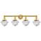 Oxford 33.5" Wide 4 Light Satin Gold Bath Vanity Light With Clear Shad