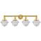 Oxford 33.5" Wide 4 Light Satin Gold Bath Vanity Light With Seedy Shad