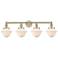 Oxford 33.5"W 4 Light Antique Brass Bath Vanity Light With White Shade