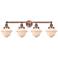 Oxford 33.5"W 4 Light Antique Copper Bath Vanity Light With White Shad