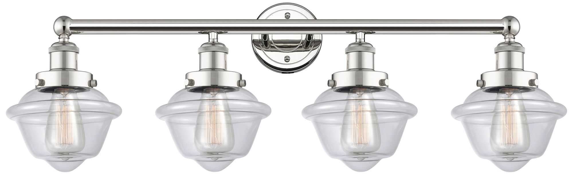 Oxford 33.5"W 4 Light Polished Nickel Bath Vanity Light With Clear Sha