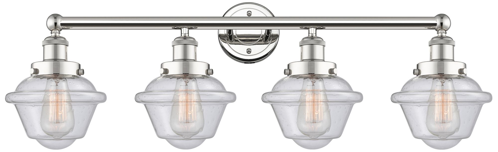 Oxford 33.5"W 4 Light Polished Nickel Bath Vanity Light With Seedy Sha
