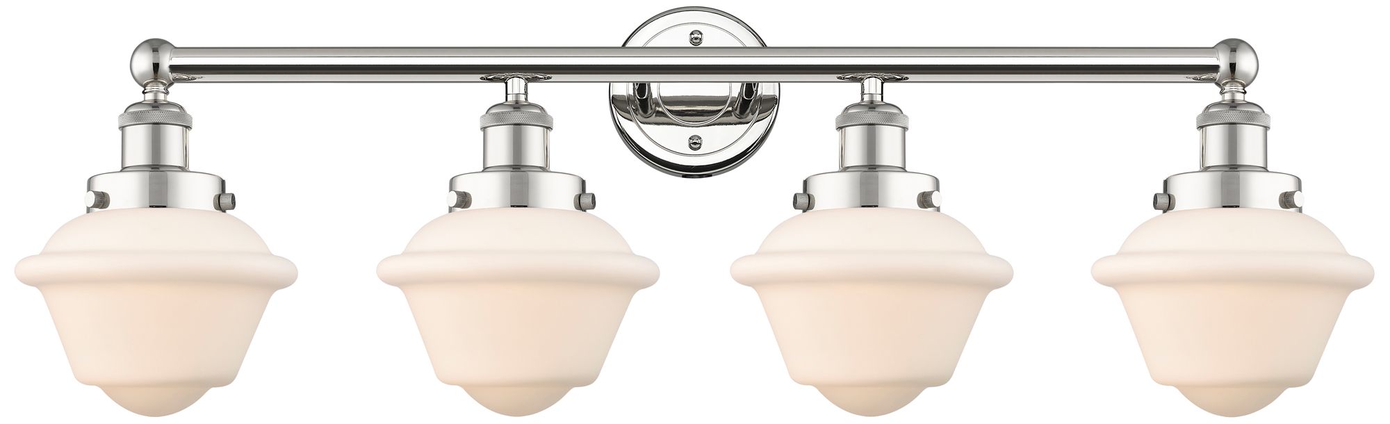 Oxford 33.5"W 4 Light Polished Nickel Bath Vanity Light With White Sha