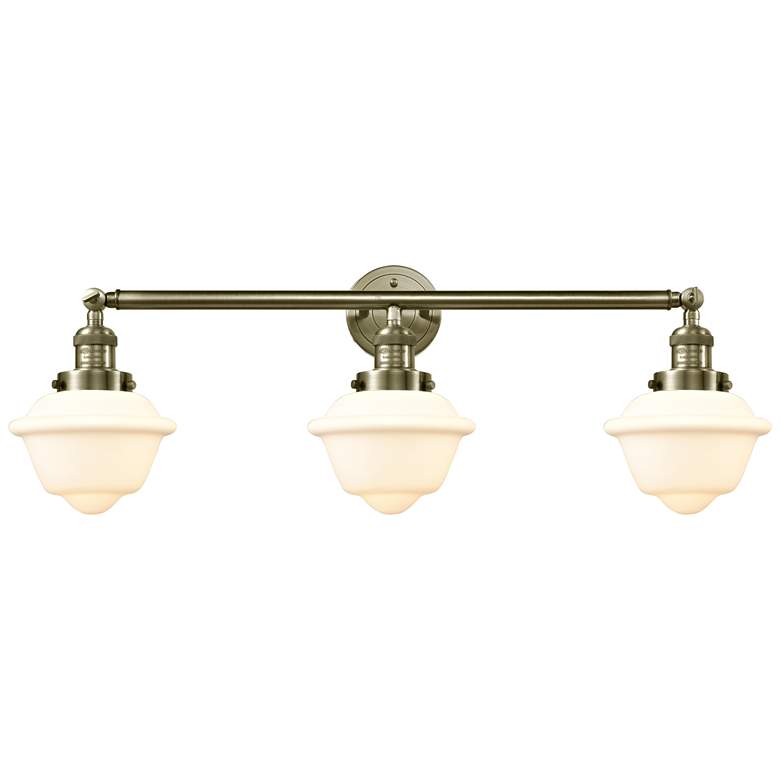 Image 1 Oxford 34" 3-Light Antique Brass Bath Light w/ Matte White Shade