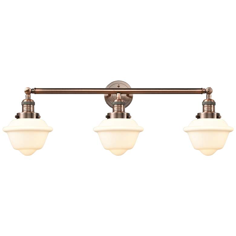 Image 1 Oxford 34" 3-Light Antique Copper Bath Light w/ Matte White Shade