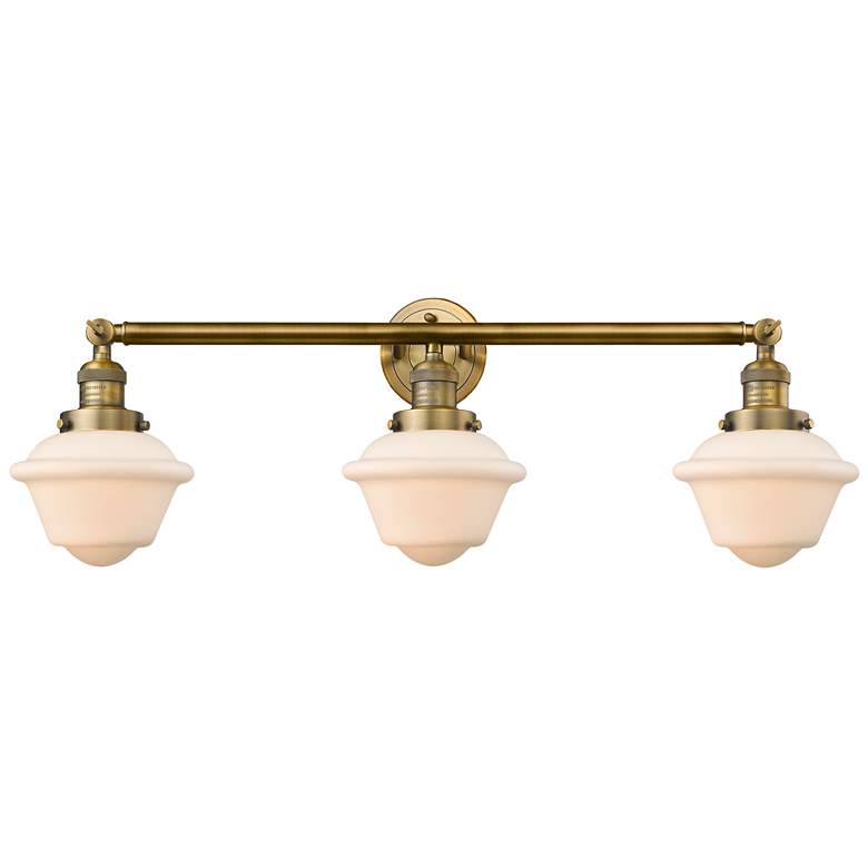 Image 1 Oxford 34" 3-Light Brushed Brass Bath Light w/ Matte White Shade