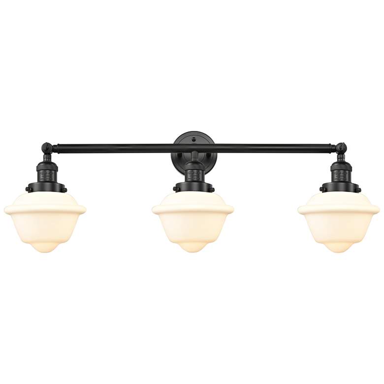 Image 1 Oxford 34" 3-Light Matte Black Bath Light w/ Matte White Shade