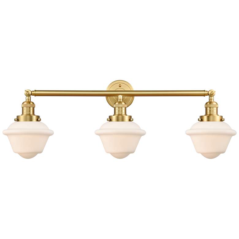 Image 1 Oxford 34" 3-Light Satin Gold Bath Light w/ Matte White Shade