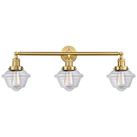 Image1 of Oxford 34" Wide 3 Light Satin Gold Bath Vanity Light w/ Clear Shade