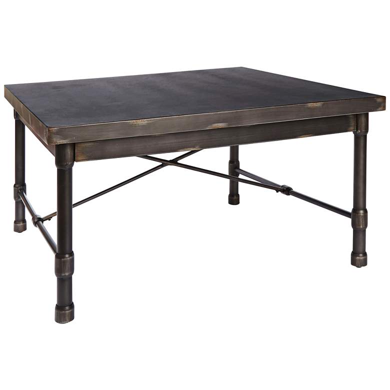 Image 1 Oxford 38 inch Wide Bronze Pewter Industrial Metal Coffee Table