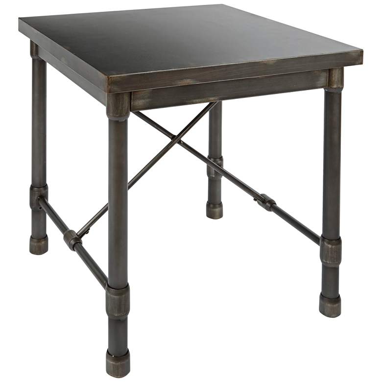 Image 1 Oxford 38 inch Wide Bronze Pewter Industrial Metal End Table