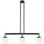 Oxford 40" Wide 3 Light Black Brass Stem Hung Island Light w/ White Sh