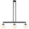 Oxford 40" Wide 3 Light Black Brass Stem Hung Island Light w/ White Sh