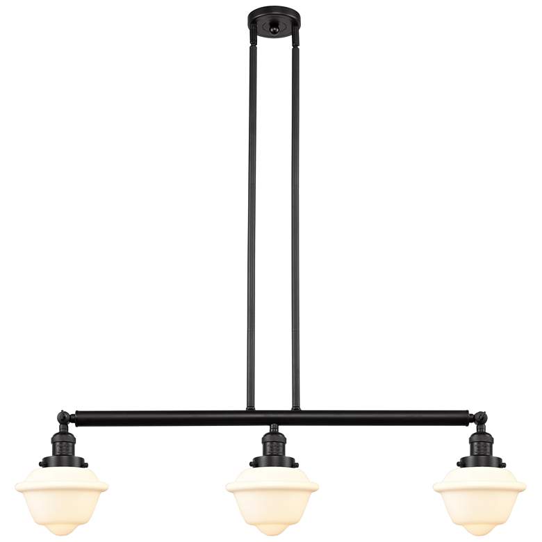 Image 1 Oxford 40" Wide 3 Light Bronze Stem Hung Island Light w/ Matte White S