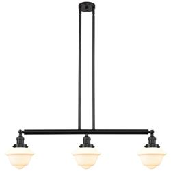 Oxford 40" Wide 3 Light Bronze Stem Hung Island Light w/ Matte White S