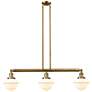1_Oxford 40" Wide 3 Light Brushed Brass Stem Hung Island Light w/ White
