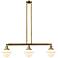 Oxford 40" Wide 3 Light Brushed Brass Stem Hung Island Light w/ White