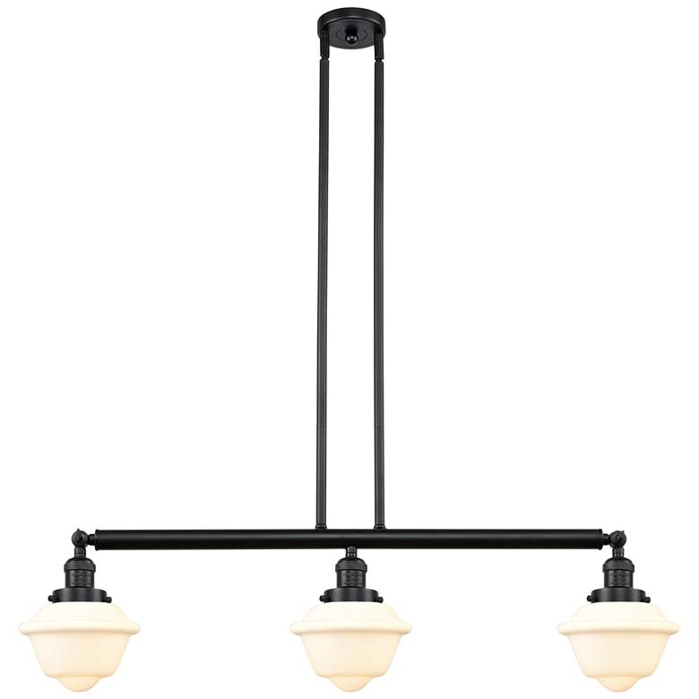 Image 1 Oxford 40" Wide 3 Light Matte Black Stem Hung Island Light w/ White Sh