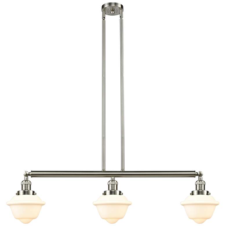Image 1 Oxford 40"W 3 Light Brushed Nickel Stem Hung Island Light w/ White Sha