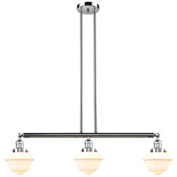 Oxford 40"W 3 Light Polished Chrome Stem Hung Island Light w/ White Sh
