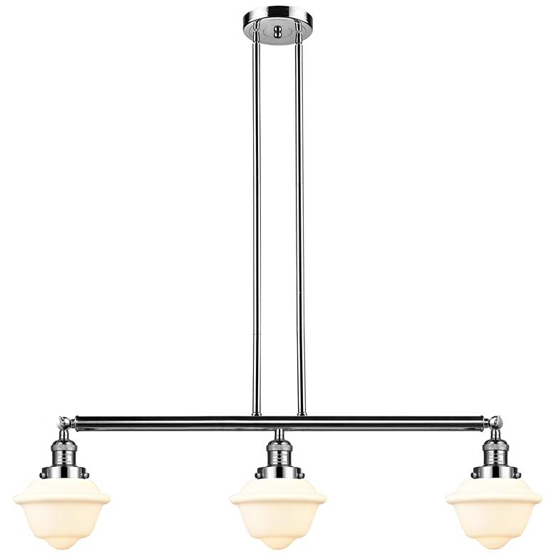 Image 1 Oxford 40"W 3 Light Polished Nickel Stem Hung Island Light w/ White Sh